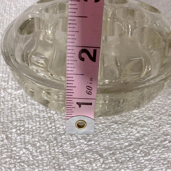 Vintage Clear Glass 13 Hole Flower  Frog Flower Holder Stem Holder Arrangement - Picture 9 of 11